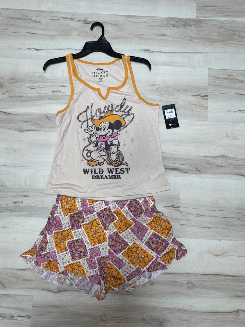 NWT! Mickey Mouse Howdy Wild West Dreamer Tank/Short PJ Set